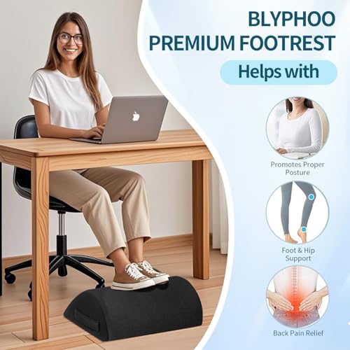 مراجعة BLYPHOO: مسند قدم مريح تحت المكتب برغوة الذاكرة ومضاد للانزلاق مع غطاء مخملي قابل للإزالة - الصورة 4