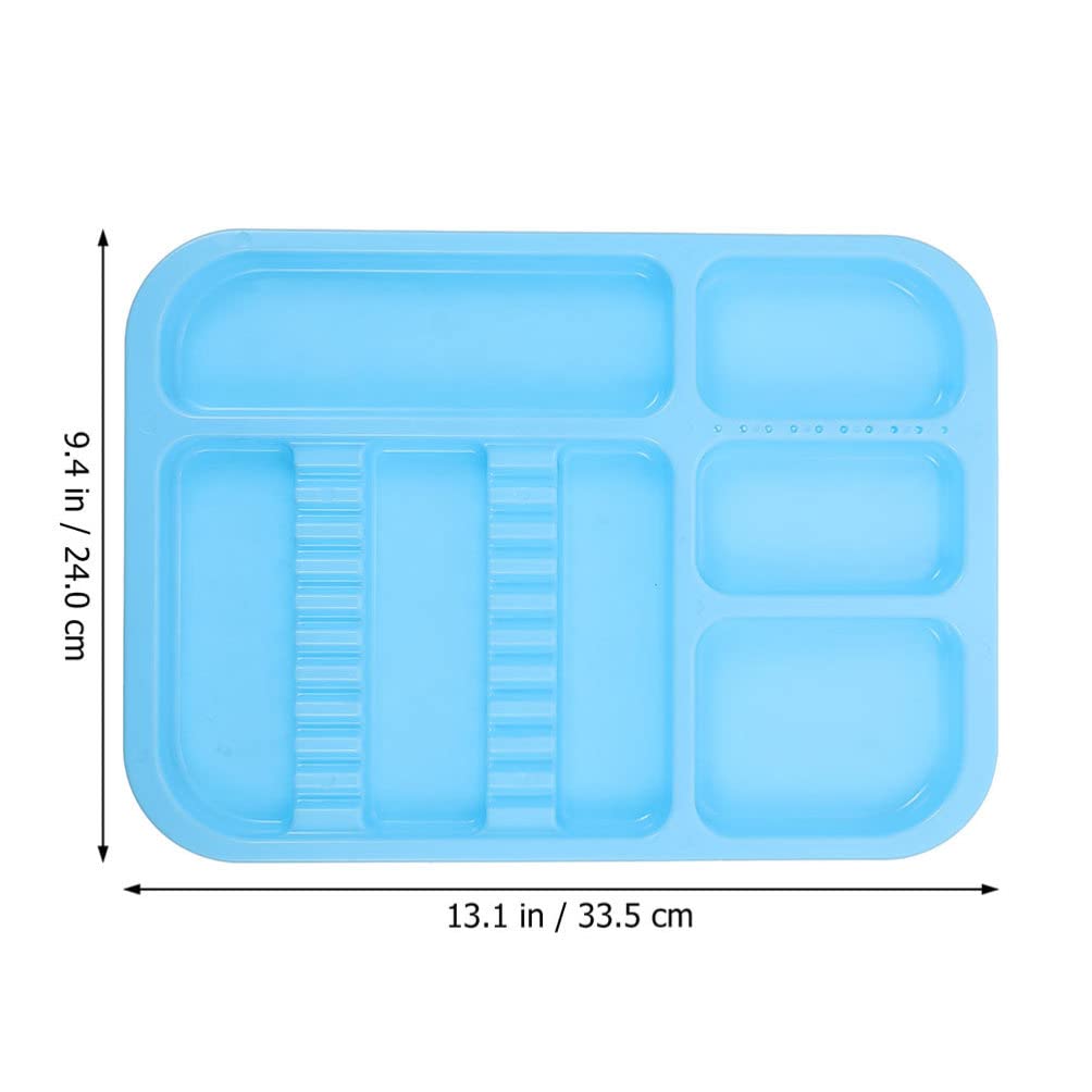 Healeved 2pcs Oral Compartment Tray Plastic Tool Holder Surgery Plate Tool Tray Trays Plastic Instrument Tray Blue Plates Oral Treatment Tray Grid Chemicals Plastic Pp