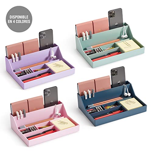 Miquelrius - Bandeja organizadora de sobremesa, Organizador de escritorio con gran capacidad, Tamaño 250 x 175 x 72 mm, Diseño compacto y resistente, Ideal para oficina y documentos, Color verde - imagen 3