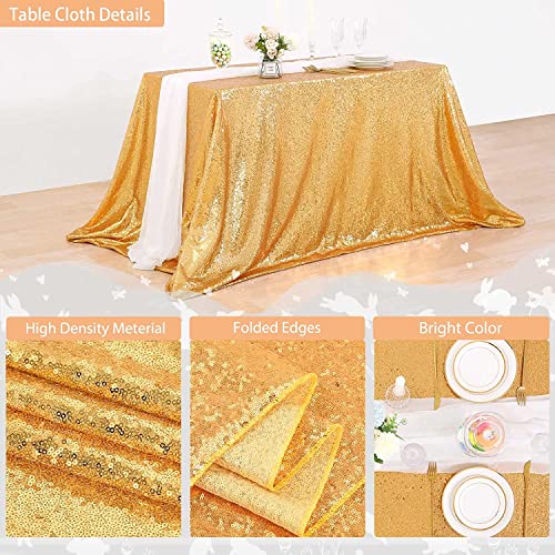 Queendream 90X132Inch Rectangle Sparkly Gold Sequin Tablecloth Wedding Glitter Tablecloth For Birthday Party Decor #TOP1
