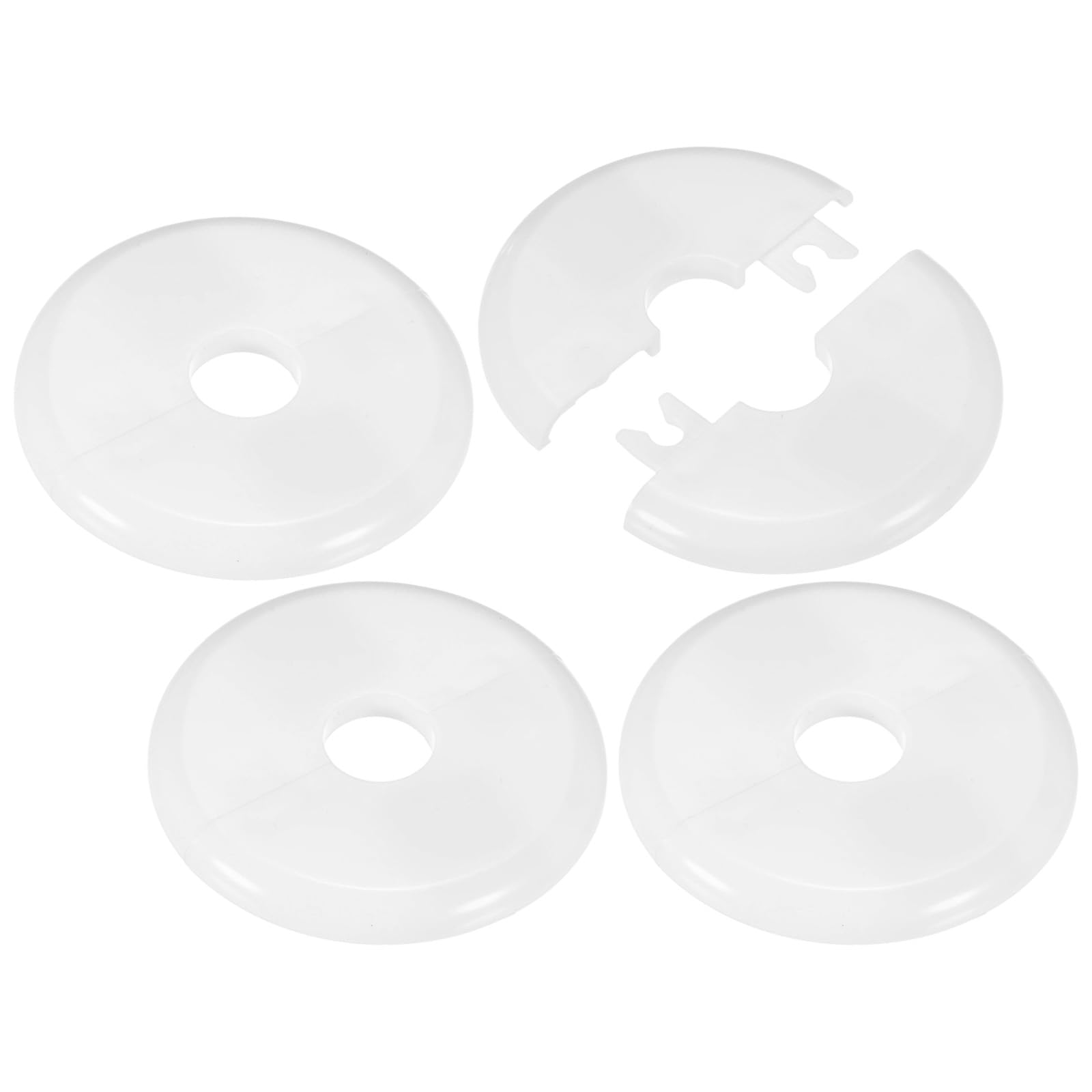 M METERXITY 4-Pack Wall Split Flange, 17mm[0.67"] ID ABS Round Self-Adhesive Escutcheon Plate Cover Buckle for Pipe Accessories/Floor/Ceiling, Plumbing Cover Plates [White, 70mm 2.76" OD]
