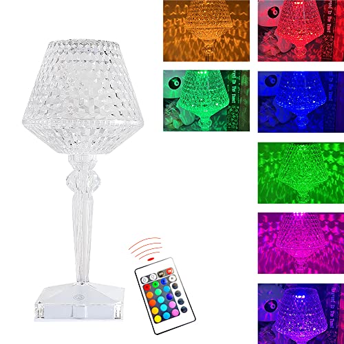 Jooheli Lampe Diamant LED, 16 Couleurs Ajustable Lampe Tactile Diamant, Lampe Cristal USB Rechargeable, Lampe de Table en Cristal Sans Fil, Lampe de Chevet avec Télécommande Pour Salon, Chambre Cover