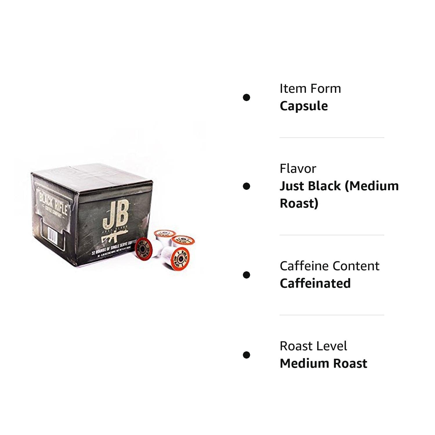 Black Rifle Coffee Rounds (Just Black (Medium Roast), 32 Count)