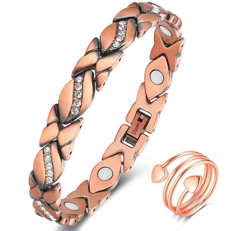 Copper Magnetic Bracelet for Women Ring Strong Magnets Pure Copper