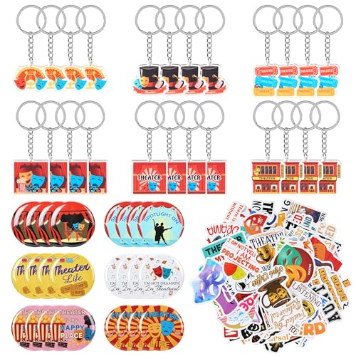 Bafeil 49 Pcs Theatre Gifts Set Keychain Stickers Button Pins for Theater Lover - Comedy...