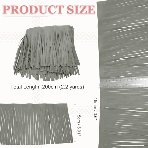 Ruban frange cuir synthétique gris double face anti-effilochage - 3