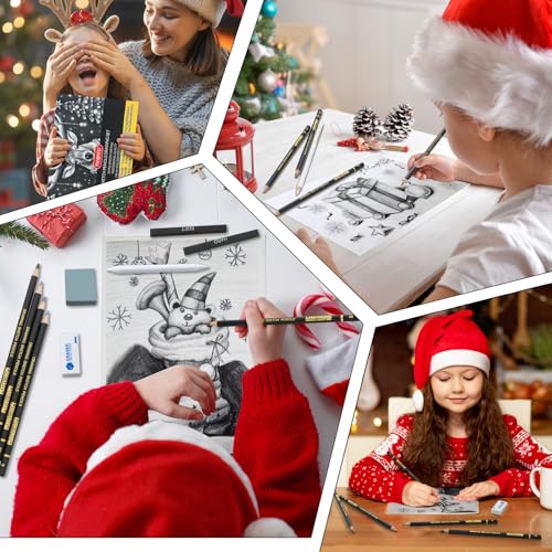 PANDAFLY Conjunto de lápis de esboço de desenho, kit de esboço profissional de 26 peças - lápis de g