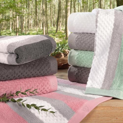 Ross Walk-Frottier Handtücher Harmony Streifenfond Salbei, Handtuch 50x100 cm