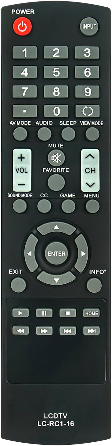 New LC-RC1-16 Replacement TV Remote fit for Sharp LED HDTV LC-32LB370 LC32LB370 LC-32LB370U LC32LB370U LC-32LB480U LC32LB480U LC-40LB480U LC40LB480U LC-50LB370 LC50LB370 LC-50LB370U LC-RC1-14