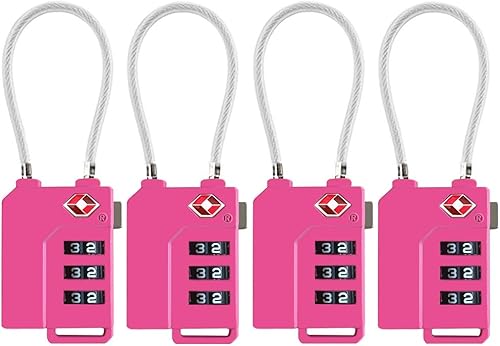 Miniatura 6 de TSA Lock - Candado de seguridad con combinación de 3 dígitos para maleta, bolsa de equipaje, candado con bloqueo de código (morado, paquete de 4)