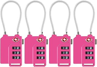 TSA Lock Security 3 Digit Combination Suitcase Luggage Bag Code Lock Padlock (Pink-4-Pack)