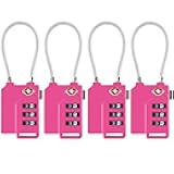 TSA Lock Security 3 Digit Combination Suitcase Luggage Bag Code Lock Padlock (Pink-4-Pack)