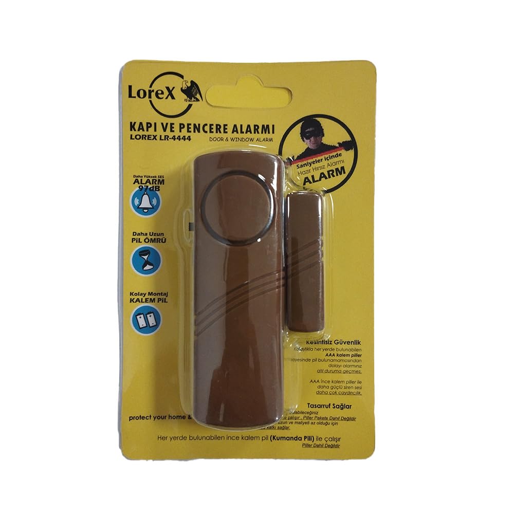 Lorex LR-4444K Kahverengi Pilli Kapı Pencere Alarmı - Piller Hariç - Ev Alarmı - Kablosuz Pencere Alarmı - Hırsız Alarmı