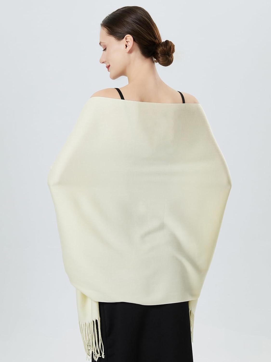 QBSM Womens Large Soft Wedding Evening Pashmina Shawls Wrap Scarfs - Image 4