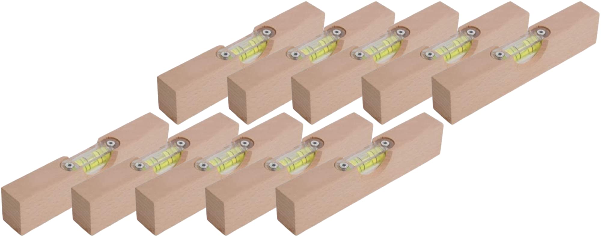 teemando® 10 X Marken Mini-Wasserwaage, 15 cm aus Eschenholz, Richtwaage mit Libelle