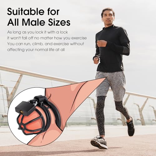 Image of Male Cock Cage Chastity Device - UTIMI Iron Chastity Cock Cage Device with 3 Active Sizes Rings Adult Sex Toy for Men Penis Exercise | 2 Keys and Invisible Lock Included | Extra-Small Size (Black)