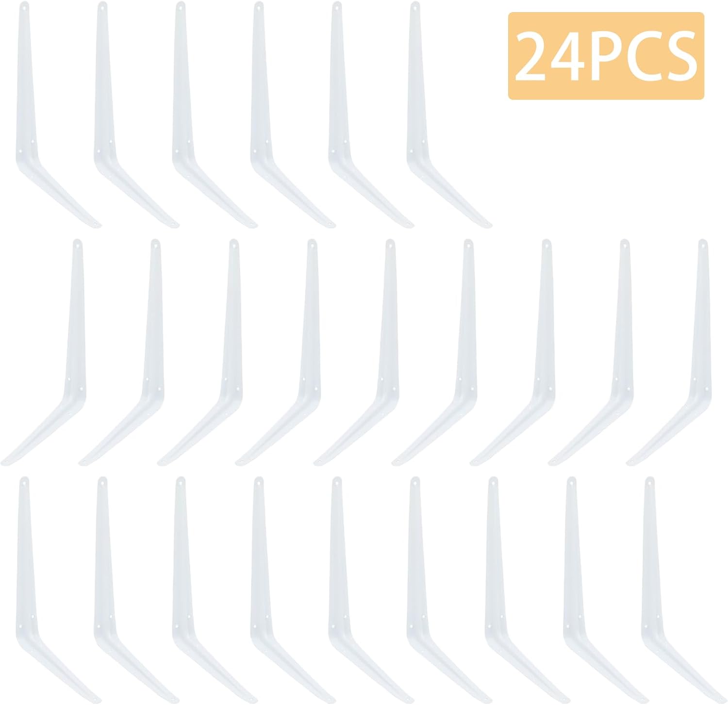 24Pcs 12 x 10 Inch White Shelf Brackets, Heavy-Duty Metal Steel Corner L Brackets for Shelves Shelf, Bookshelf, Garden Boards, Wall Hanging Shelves Decoration Clapboard