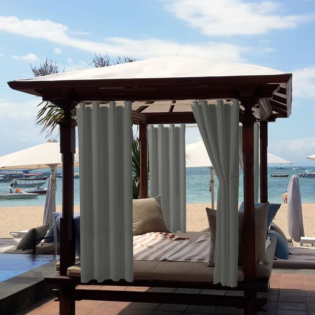 Outdoor Curtains for Garden Patio,Waterproof,Blackout Thermal Insulated Eyelet Privacy Curtain for Outside Balcony Gazebo Pergola Indoor Living Room(Nz-Dark Grey,1 Panel W52"*L108") — image 1