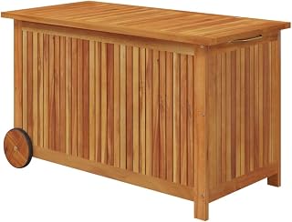 vidaXL Patio Storage Box, Deck Box with Lid, Patio Cabinet, Storage Chest for Outdoor Cushions Throw Pillows Garden Tools Pool Supplies, Retro, Solid Acacia Wood