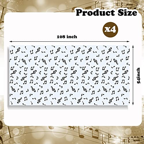 Image of 108 x 54 Inch Music Themed Party Decorations Disposable Musical Notes Tablecloth Plastic Table Cover Birthday Jazz Rock Party Decoration Supplies(4 Pieces)