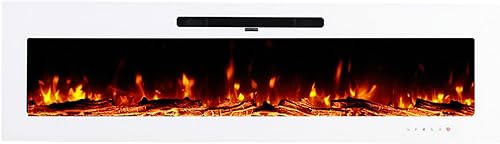 Miniatura 9 de LUXOAK Chimenea eléctrica empotrada y montada en la pared de 60 pulgadas con brillo de llama ajustable, chimenea de espejo independiente con patas,