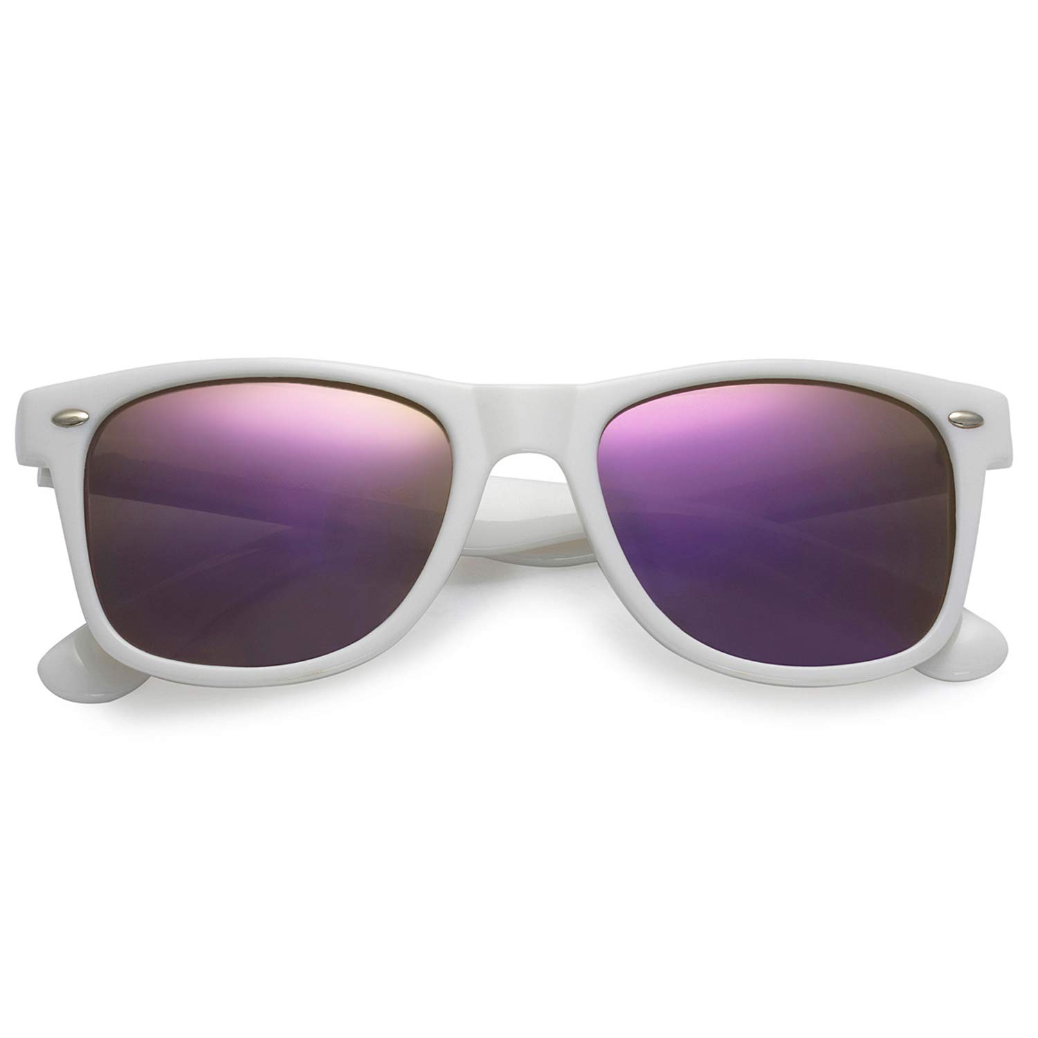 PolarSpex Mens Sunglasses - Retro Sunglasses for Men, Polarized Sunglasses for Womens - Cool Shades for Driving, Fishing, Gloss White | Amethyst, L