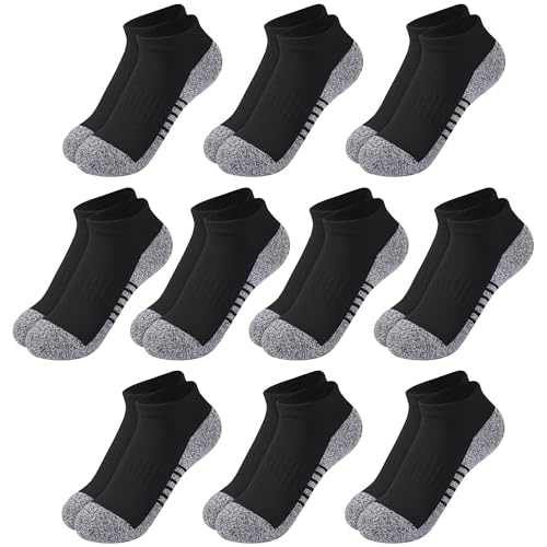 BOOPH 10 Pcs Kids Socks Girls Boys Low Cut Cushioned Compression Ankle Athletic Running Socks