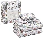 RUVANTI 100% Cotton Sheets - Crispy Cooling Percale Sheets for Queen Size Bed, Breathable & Durable Queen Sheet Set, 16 Inches Deep Pocket Bed Sheets, Dandelion Field, 4 Pieces