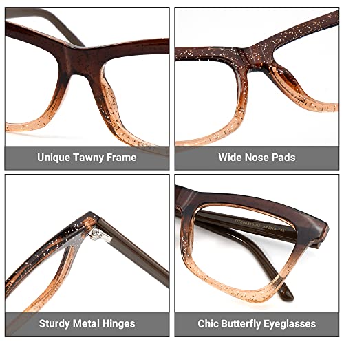 Image of Zeelool Stylish TR90 Oversized Butterfly Glasses with Non-prescription Clear Lens for Women Yaritza OT006813-03 Tawny