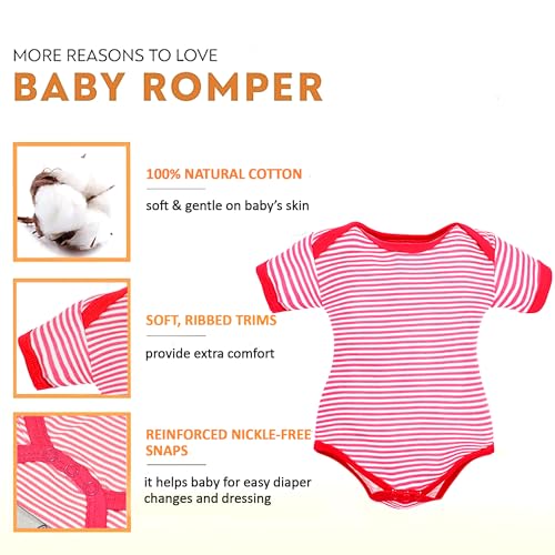 Image of VParents Rompers for New Born Baby Girl & Boy (Pack of 3), 100% Cotton Half Sleeve Romper /Bodysuit /Jumpsuit /Onesies /Sleepsuit For Infants & Toddlers, Comfortable Daily Wear Clothes For Babies