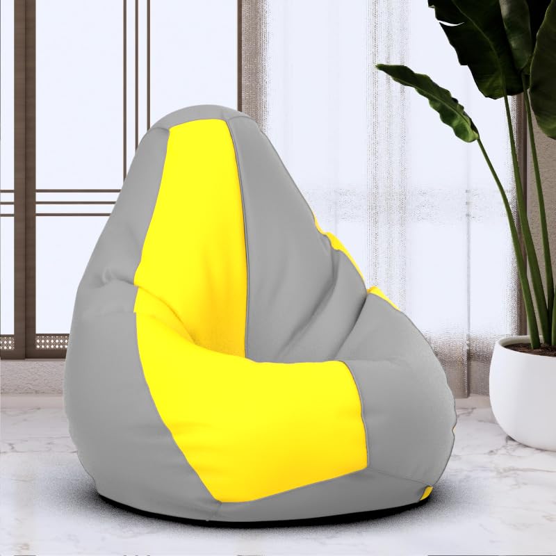 Bean Bag Chair Cover | Size: 6XL | Color: Light-Grey Yellow | Without Beans | Premium Leatherette Cover (CMF 3791)-image-22