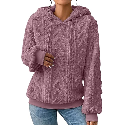 Grande taille chaude en peluche : fini le froid avec ce sweat femme rose L