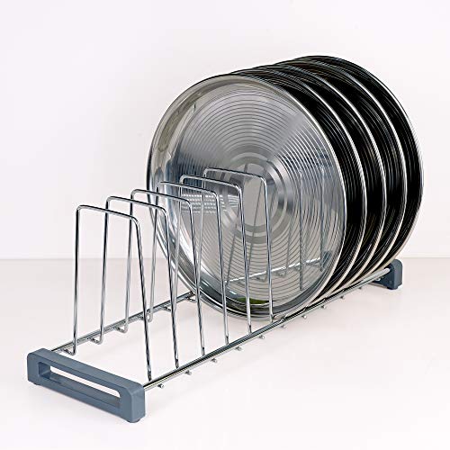 Image of LAPO 20 inch Stainless Steel Multipurpose Kitchen Plate Rack, Thali Rack, Dish Rack Stand, 10 Sections- Chrome Finish- Height-8 Inch (20 Inch Rack for 22 Inch Tandem Box) Pack of 1
