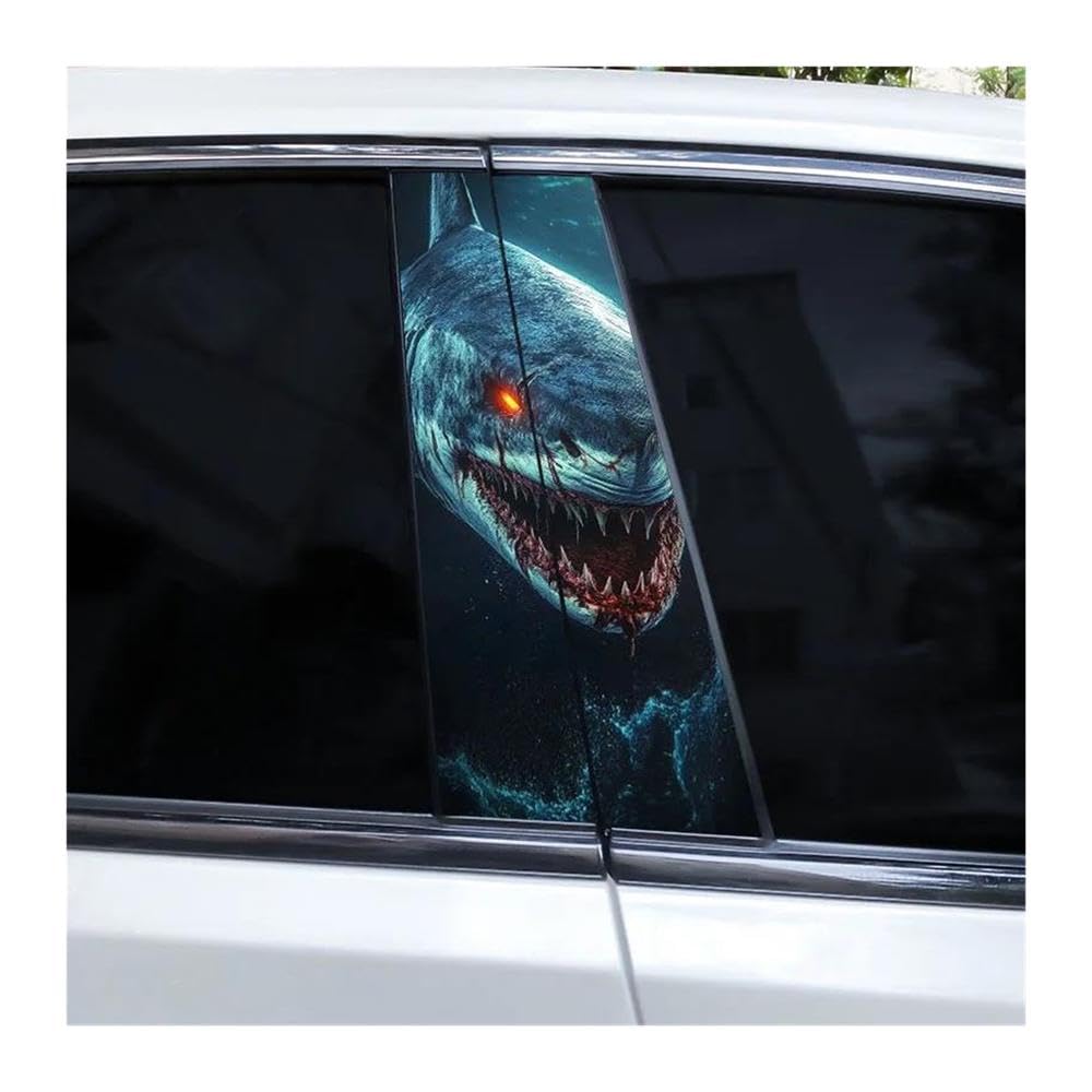 Body Parts 1pair Car Door Pillar Decoration Sticker Horror Shark Sticker DIY Car Center Column Sticker(C)