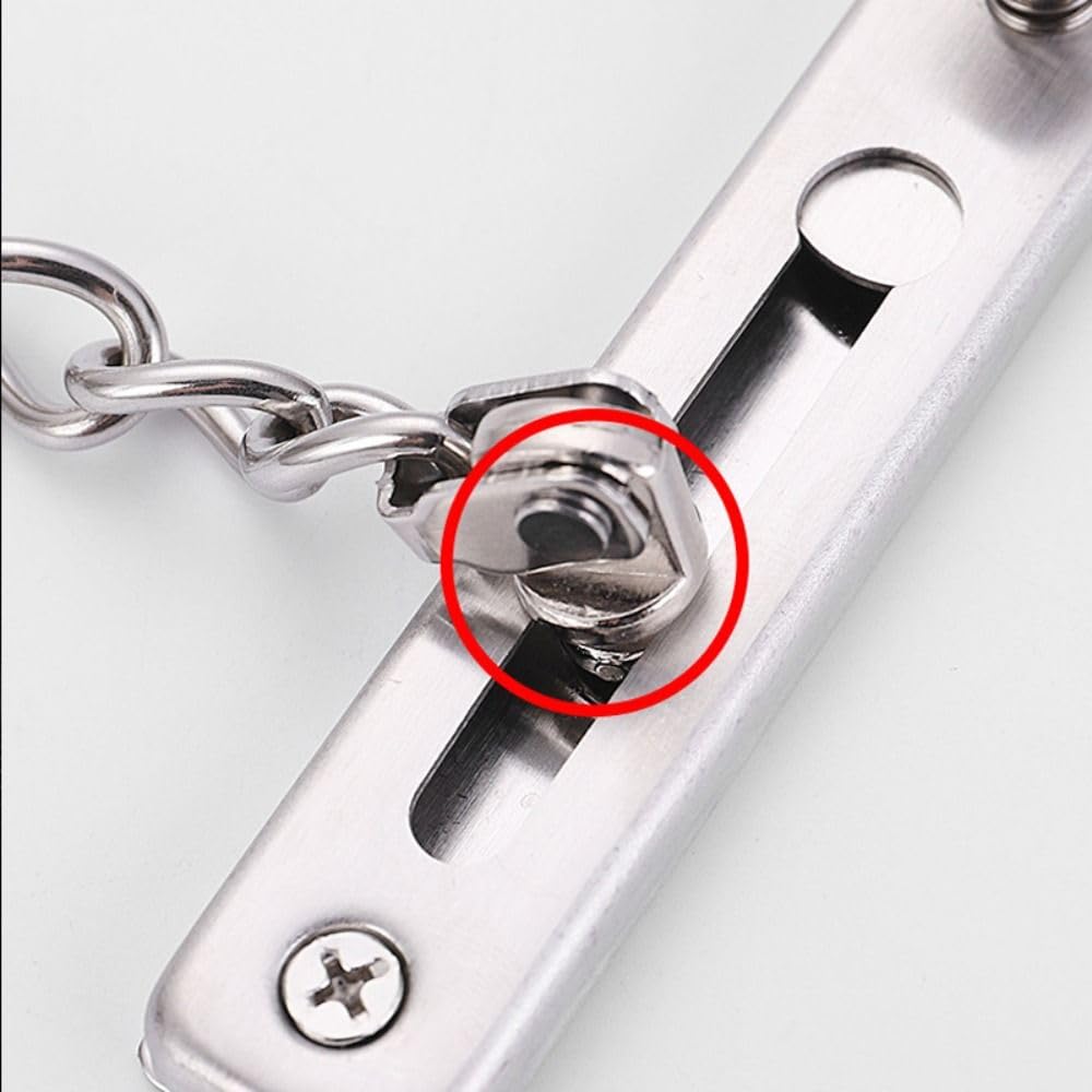 Stainless Steel Portable Door Chain Lock Security Guard with Spring Anti Theft Buckle Hardware Sliding Fastener - Image 3