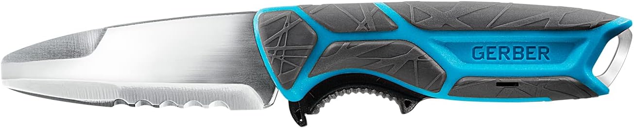 Gerber Gear CrossRiver - Durable Fixed-Blade Knife for Saltwater Fishing - Premium Fishing Gear - 3", Cyan