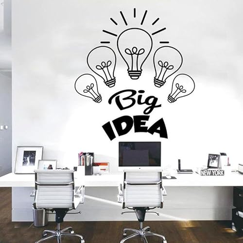 Creative Design Big Idea - Adhesivo decorativo para pared de oficina de negocios, vinilo, decoración interior, bombilla, murales extraíbles, 42 x 46 cm