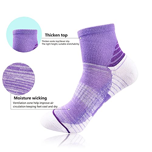 J.WMEET Women's Athletic Ankle Socks Quarter Cushioned Running Socks Hiking Performance Sport Cotton Socks 6 Pack2