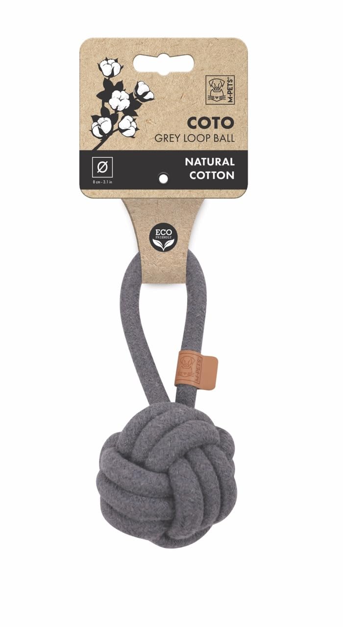 M-PETS COTO GREY LOOP BALL 8CM ÇEKMELİ ÖRGÜ TOP OYUNCAK