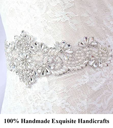 Pardecor Rhinestone Applique Wedding Bridal Sash Belt For Party Dress Crystal Beaded Women's sash for Bridesmaid Gowns(2025)2