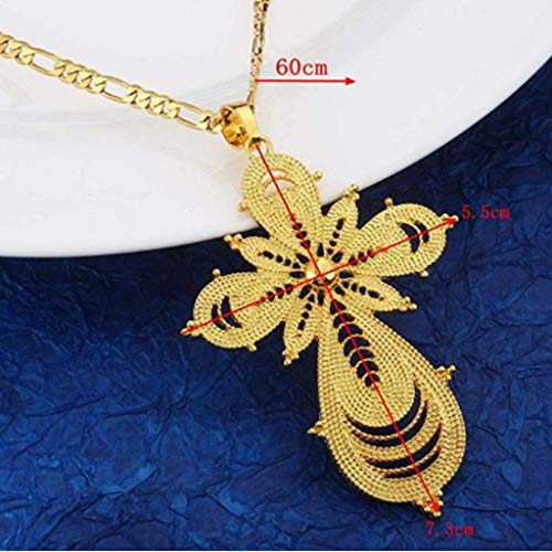 BR Gold Jewelry Pendentif Croix Éthiopienne Plaqué Or 18K avec Érythrée Éthiopienne – vue 4