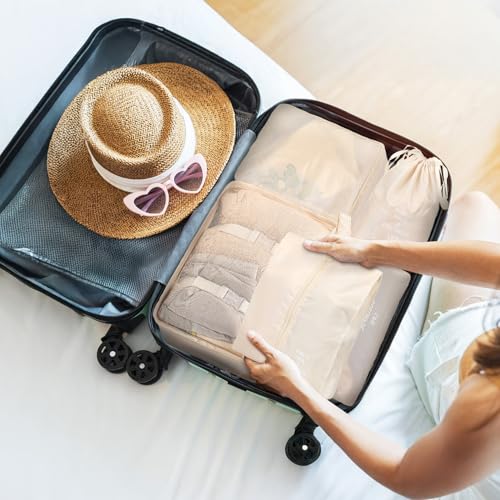 7 Pcs Compression Packing Cubes for Suitcases, Travel Packing Cubes, Lightweight Suitcase Organiser Bags, Luggage Bags for Travel Bag Organizers - Image 6