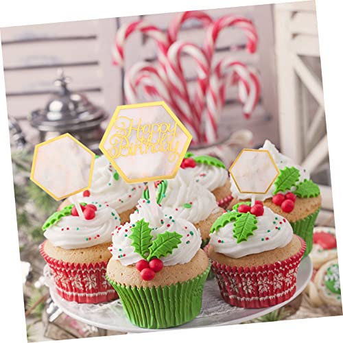 Abaodam 6 Pçs Cuake Aniversário Feliz Natal Padrão Decoração De Mármore Decoração De Frutas Sobremes