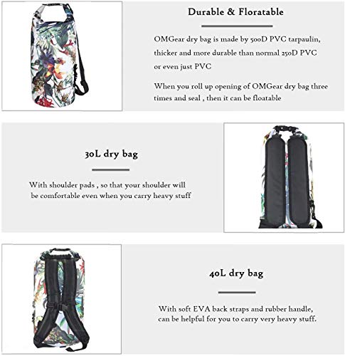 Image of OMGear Waterproof Dry Bag Backpack Phone Pouch 40L /30L /20L /10L /5L Floating Dry Sack for Kayaking Boating Outdoors Activities