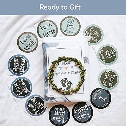 Baby Monthly Milestone Blanket Boys Girl, Personalized Newborn Month Blanket Gender Neutral, Woodland Deer Nursery Decor Potography Background Prop, Growth Chart Blanket, Gift For Baby Shower 45X40 #TOP1