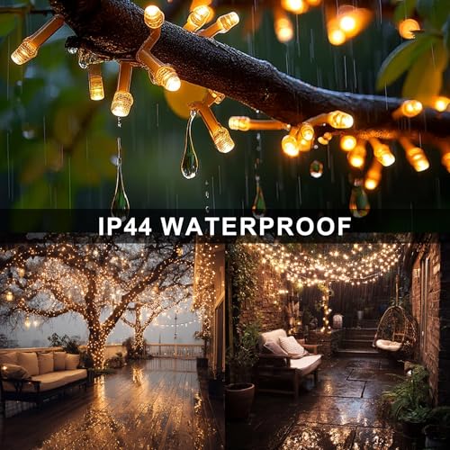Image of Dazzle Bright Christmas String Lights, 100 FT 300 LED Connectable Waterproof String Lights Clear Wire with 8 Modes Timer, Christmas Decorations for Indoor Outdoor Xmas Party Yard Garden (Warm White)
