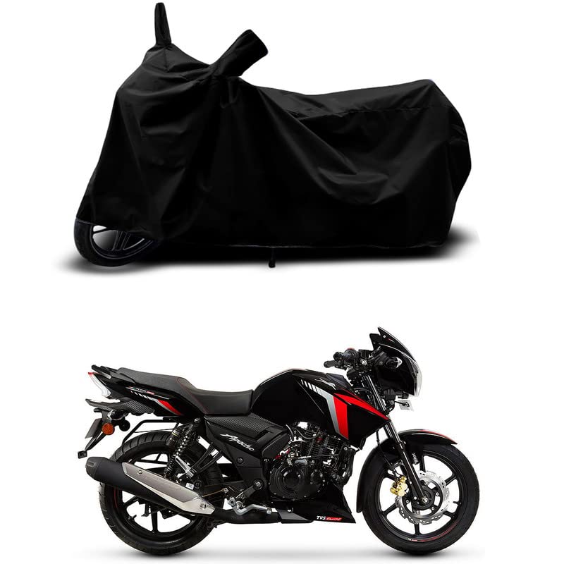 Image of 100% Scratchproof /UV-Rays /Heat Protection /Birds Dropping /Water Resistant /Dust Proof /Waterproof /Full Bike Scooty Two Wheeler Body Cover Compatible for Apache RTR 160 ABS All Varients[Black]