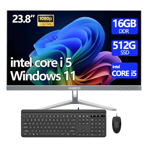 Image of 23.8-Inch Fhd All-in-One Desktop Compute,Core i5, 16GB DDR4 RAM,1TB PCIe SSD,1920x1080 FHD Display, WiFi, Bluetooth,Mouse and Keyboard Include,with 1-Year War