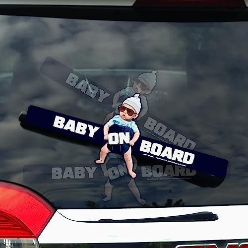 Image of WiperTags Hungover Baby on Board with Sunglasses Attach to Rear Wipers. Made in USA.