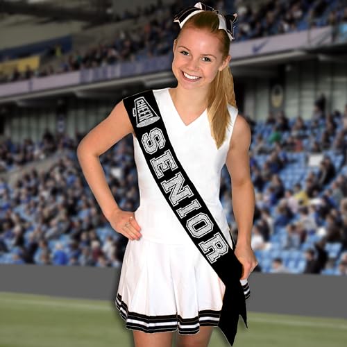 RhinestoneSash Senior Sash Cheer Black - PREMIUM GRADE SATIN Sashes - Cheer Squad Supplies3